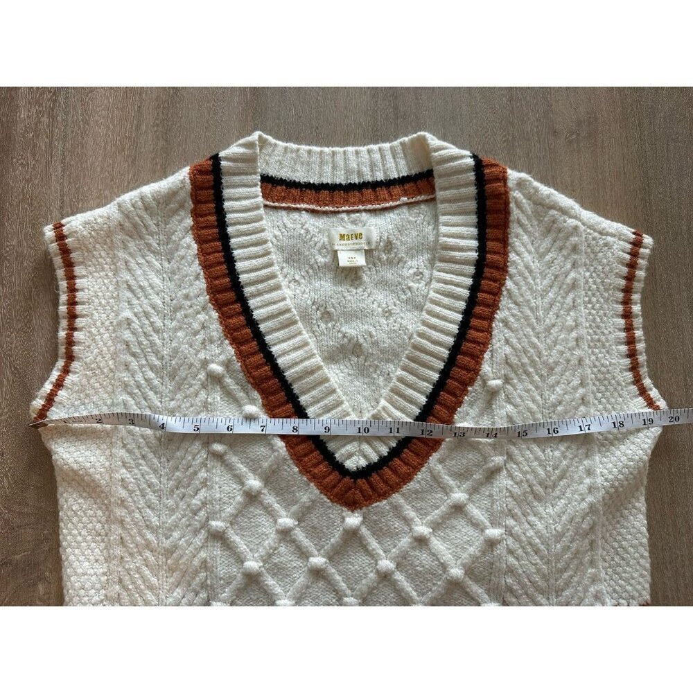 Maeve Anthropologie Willa Cable-Knit Sweater Vest White Size XS Petite Fall - Picture 5 of 8